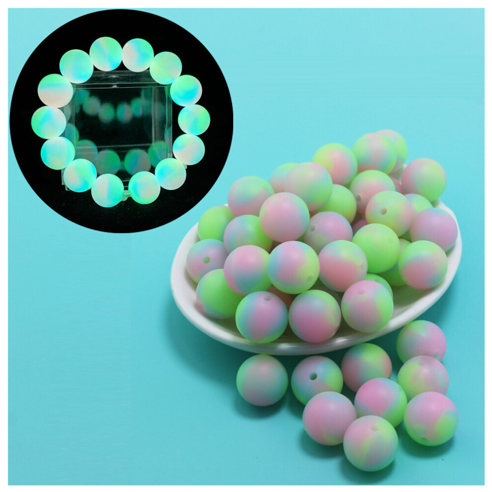 100pcs 15mm Luminous Neon Round Silicone Beads Glow In The Dark Silicone Beads Baby Teething Necklaces DIY Pacifier