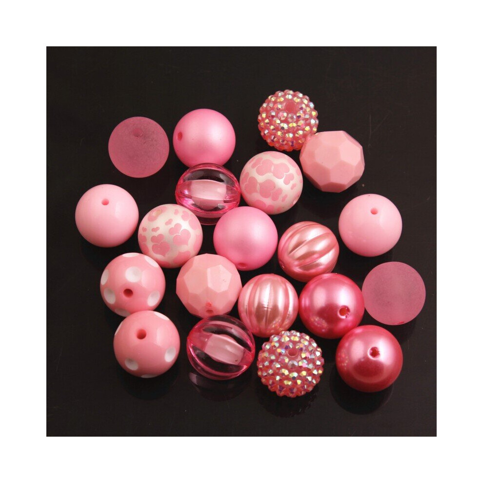 RB-04 20mm Pink Mixed Style Acrylic Chunky Beads 50pcs A Lot Beads for Bubblegum Chunky beads Necklace Jewelry-image-OPC-PBRR8R2-NEW