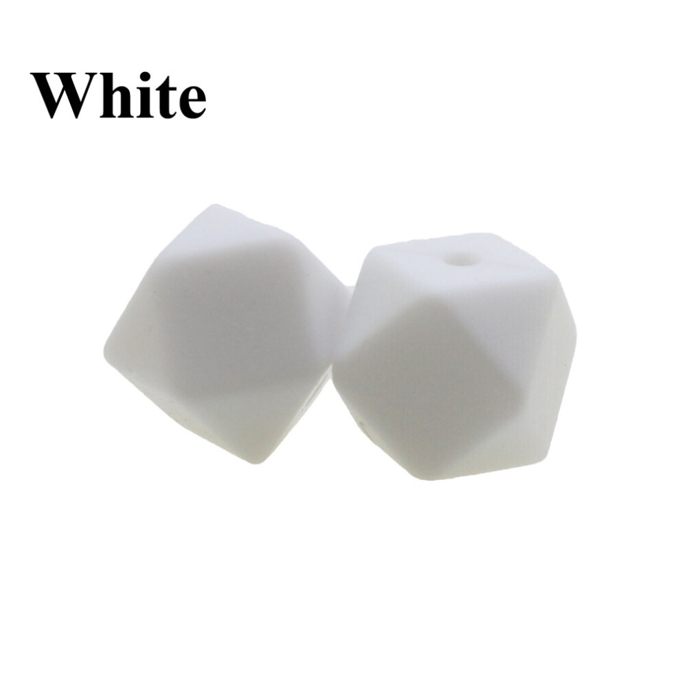 (-17Mm) 100Pcs 11Mm 13Mm 17Mm Mini Hexagon Silicone Beads Baby Teether Bpa Diy Necklace Pacifier Chain Baby Teething Care Infant White