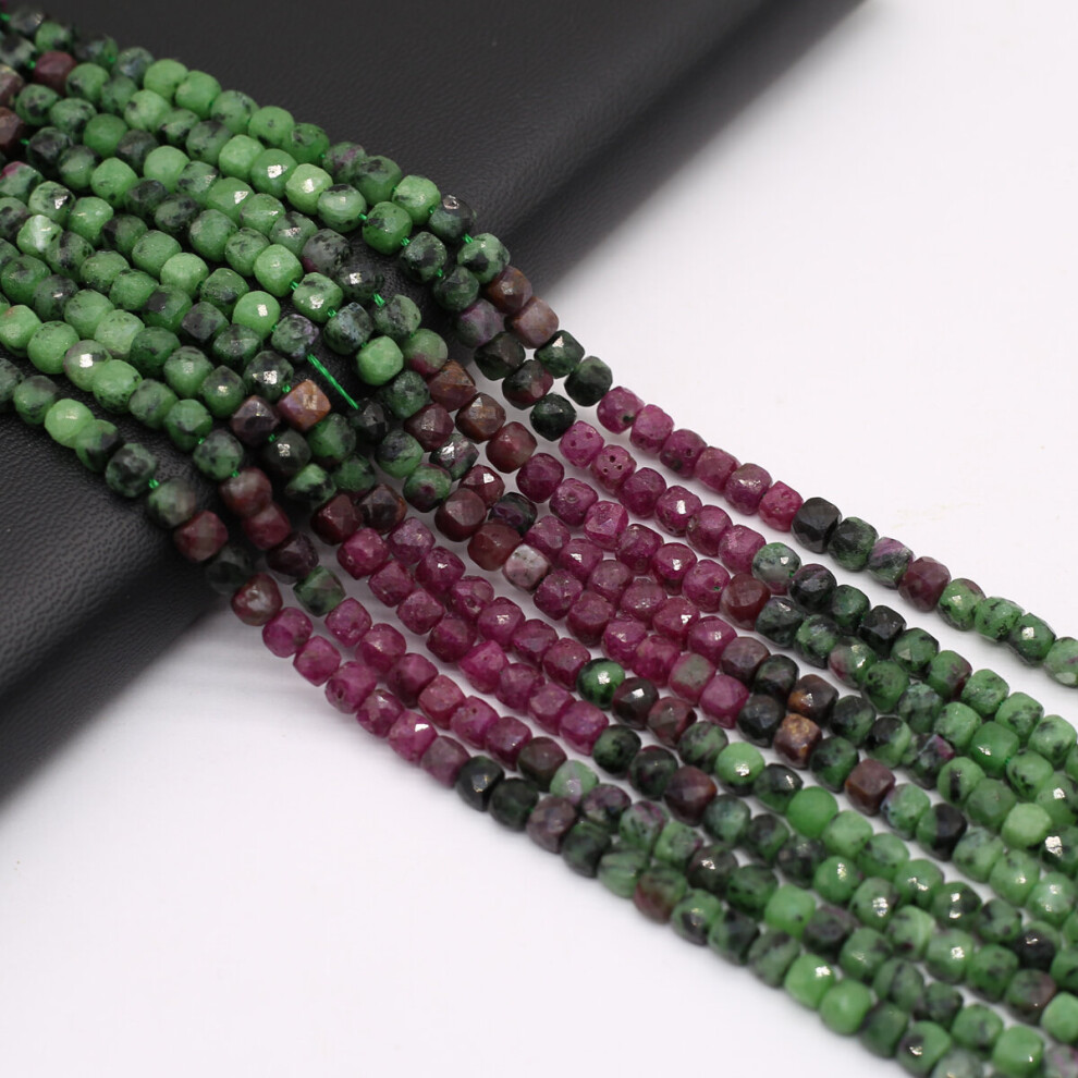 Natural Stone Beads Square Cube Ruby Sapphire Faceted Loose Bead for Jewelry Making DIY Charm Necklace Bracelet Accessories 14''-image-OPC-PBRR96Z-NEW