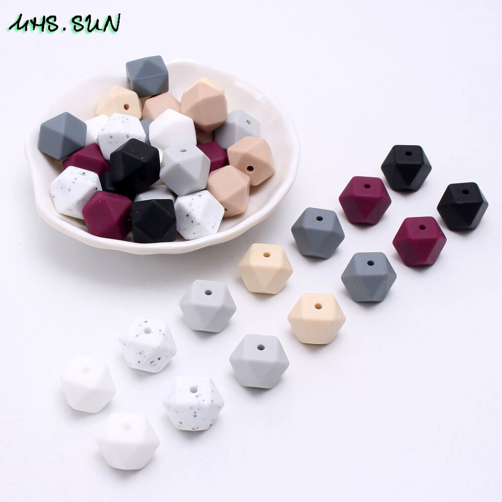 (1 White-14mm 30pcs 14mm) Food Colorful Silicone Beads For Baby Chewable Teething Necklace Toy Making BPA Nursing Jewelry 30Pcs