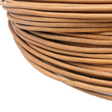 5 Yards 3mm Diameter Round Real Cow Hide Natural Leather Cord, Coated Strap RLG3M74