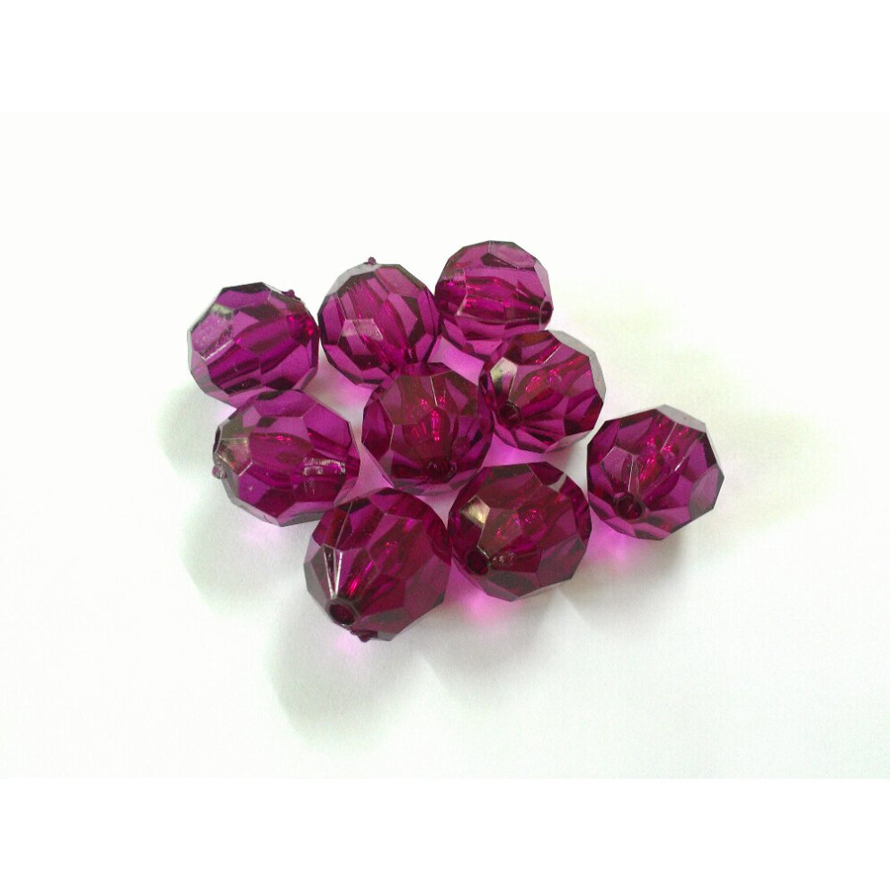 (Choose Size First) 10mm/12mm/14mm/16mm/18mm/20mm Dark Purple(As Photo )Transparent Big Faceted Beads-image-OPC-PBRRBCT-NEW