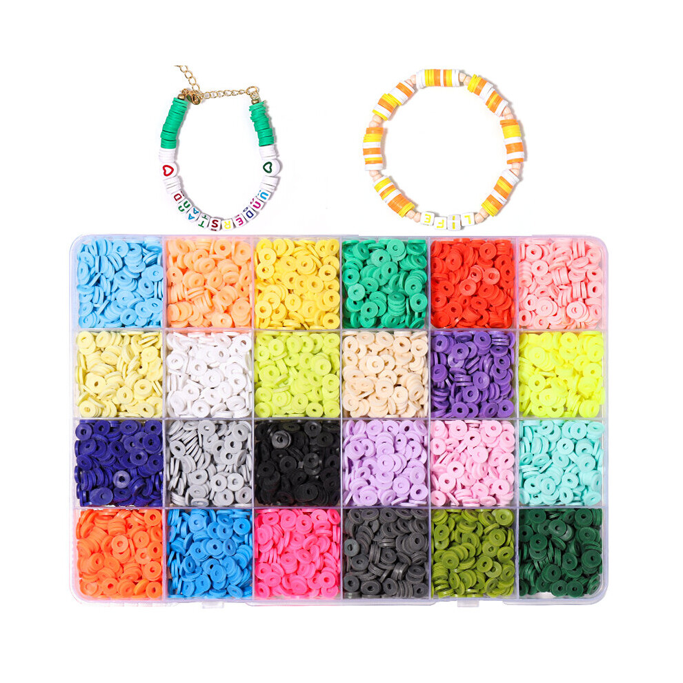 4800PCS Clay Beads 6mm 24 Colors Flat Round Polymer Clay Spacer Beads For DIY Jewelry Making Bracelets Necklace-image-OPC-PBRRBRY-NEW