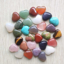 good Assorted natural stone cabochons heart beads for jewelry making 15x18mm 30pcs/lot