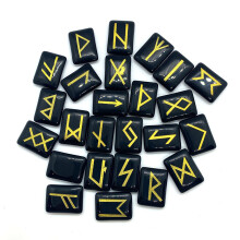25pcs Natural Stone Divination Quartz Crystal Chakra Lucky Rune Stone Rectangular Healing Meditation Stone Jewelry 15x20 Mm