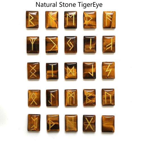 25pcs/Pack Fortune Telling Stone Divination Stone Rune Amulet Game Reiki Healing Crystal Divination Rectangular Stone Lettering 1