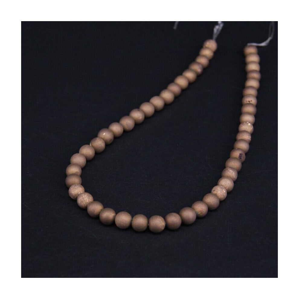 3Strand/Lot,8-12mm Coppery Titanium Natural Agates Drusy Geode Round Loose Beads Wholesale,DIY Necklace Bracelet Jewelry Making-image-OPC-PBRRCJQ-NEW