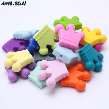 20PCS Crown Shaped Silicone Beads 35*30mm Loose Chewable Teether For Infant Teething Nursing Jewelry Toddler Toy Making