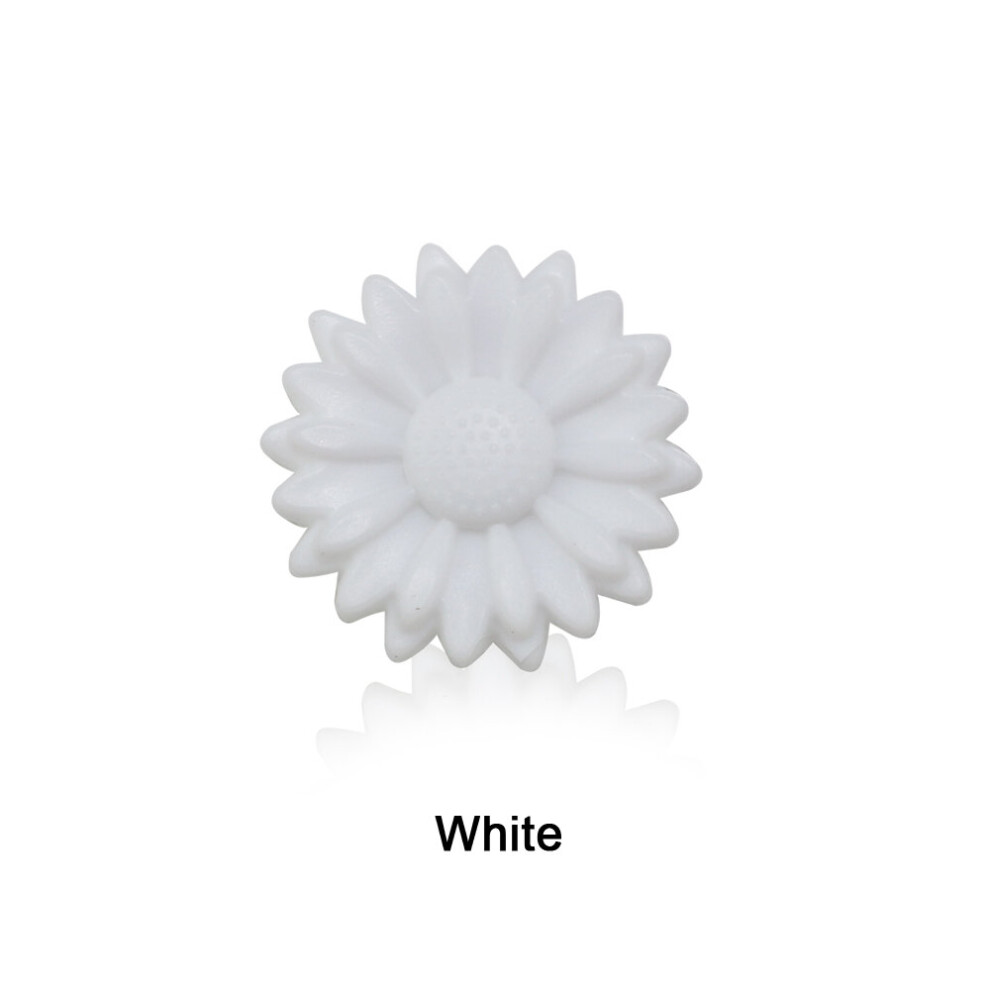 100Pcs Sunflower Silicone Beads Daisy Flower Teether Baby Teething Toys Cartoon Bpa Chew For Baby Necklace Accessories White