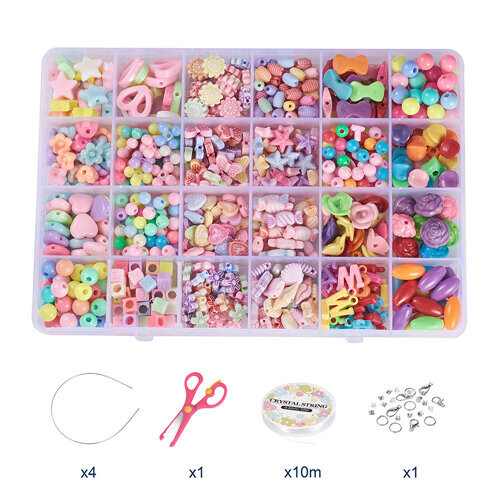 Diy Acrylic Beads Kits for Jewelry Making Craft Beads for Kids Girls Diy bracelet necklace Colorful Girls Beads Set