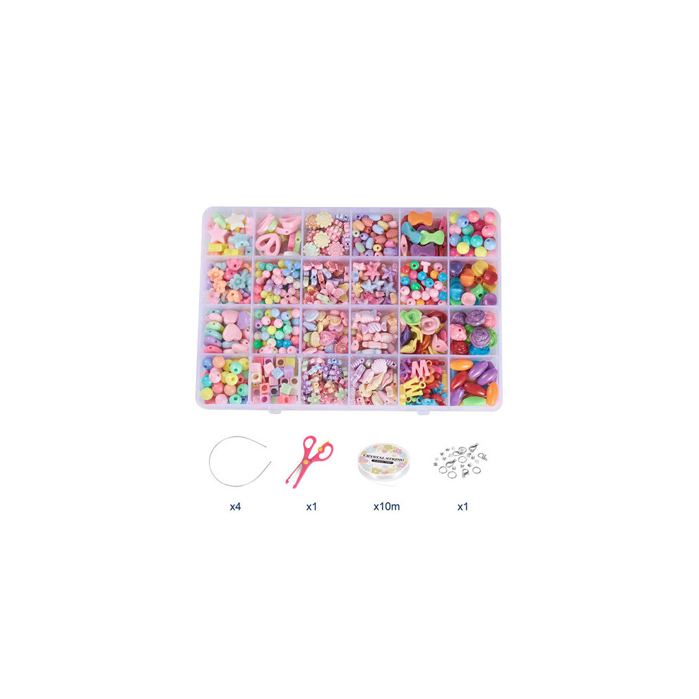Diy Acrylic Beads Kits For Jewelry Making Craft Beads For Kids Girls Diy Bracelet Necklace Colorful Girls Beads Set Multicoloured