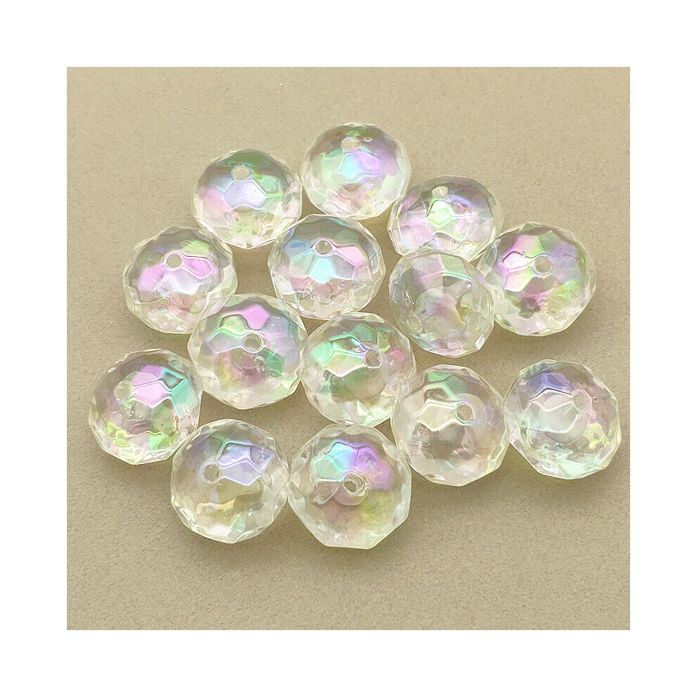 Arrival! 19x18mm 100pcs Clear UV Aurora Effect Faceted Beads For Necklace DIY Parts.Jewelry Findings&Components-image-OPC-PBRRCDW-NEW