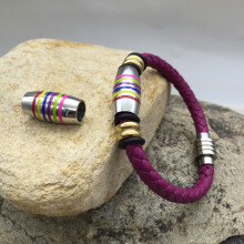 7mm Big Hole 316l Stainless Steel Colorful Cylinder European Spacer Barrel Beads Charms For Bracelet Men Jewelry Making