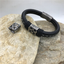 11*6mm Hole 316l Stainless Steel X Letter and Cross European Square Charm Beads For Men Bracelet DIY Jewelry Making Wholesales