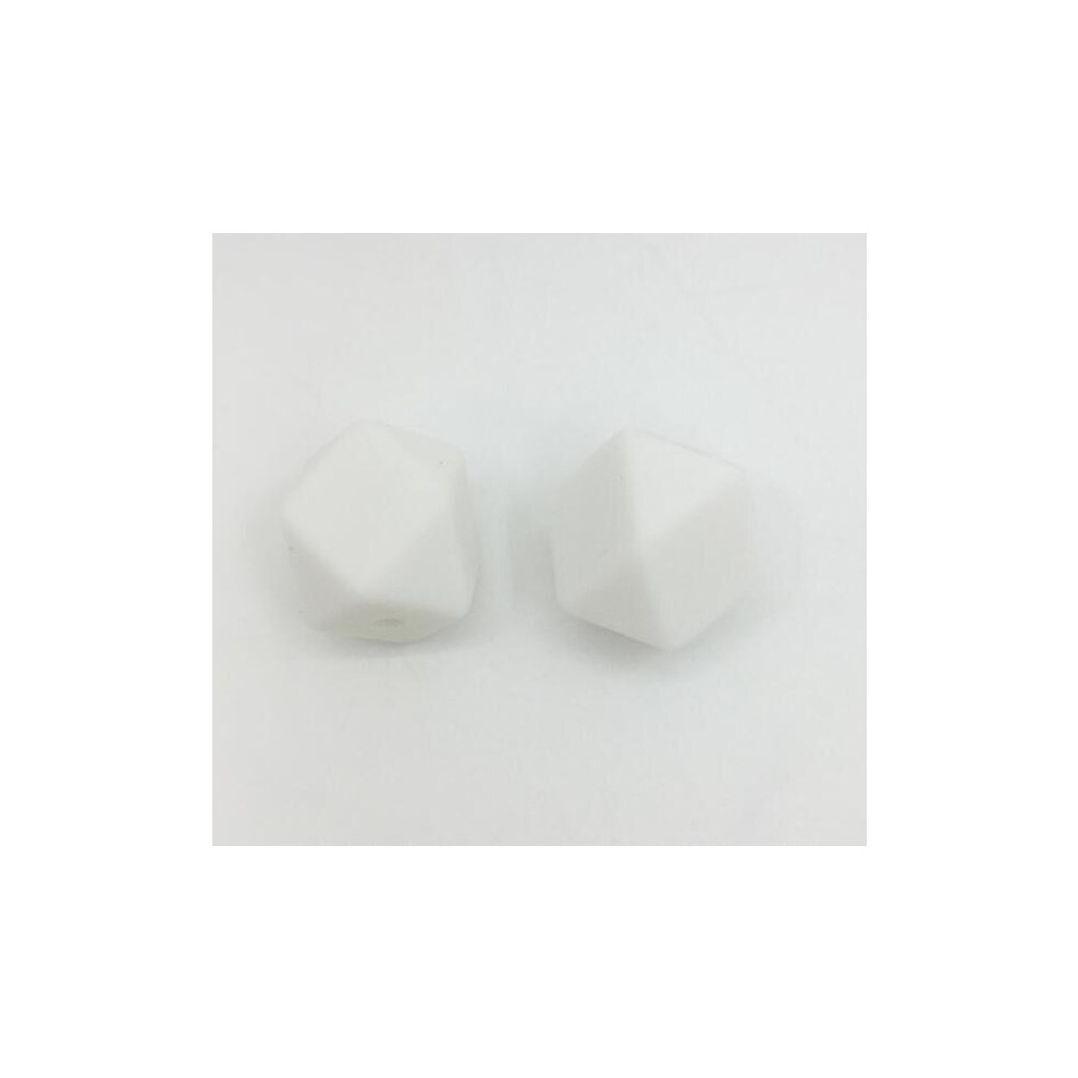 50Pcs/Lot Hexagon Silicone Beads Loose Teething Necklace For Baby Teether Bpa Safe White