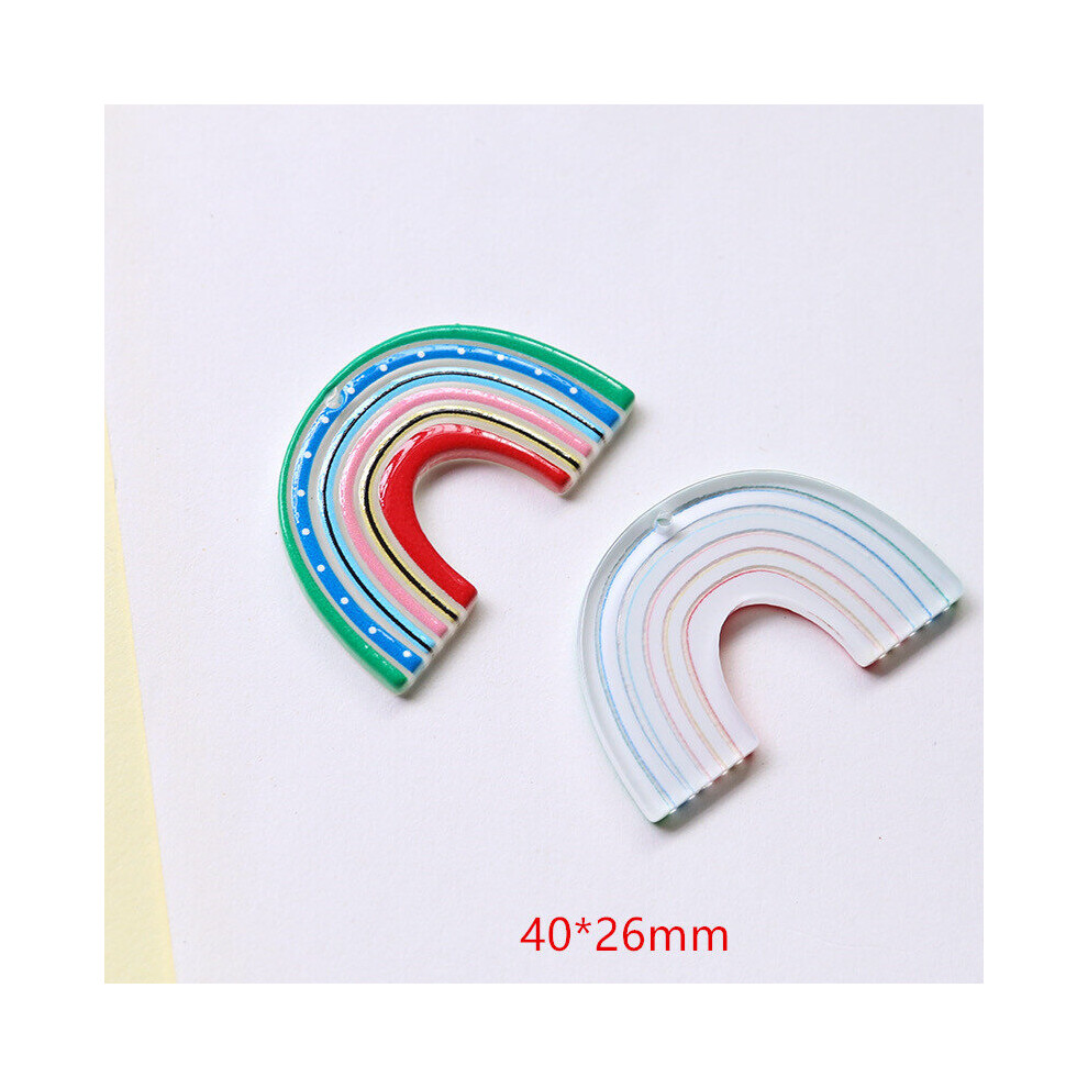 Summer 30pcs/lot pattern print geometry Rainbow arch shape acrylic beads diy jewelry earring/garment accessory-image-OPC-PBRRH5P-NEW