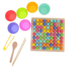 Toy Board Beads Game Bead Kids Counting Wooden Puzzle Sorting Peg Stacking Rainbow Montessori Set Go Sorter Clip Games
