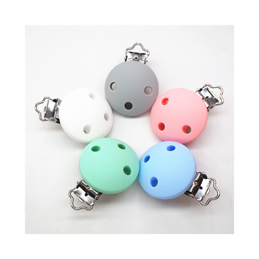 Chenkai 10Pcs Silicone Baby Pacifier Dummy Teether Chain Holder Clips Diy Baby Soother Nursing Teething Craft Accessories Clips Multicoloured
