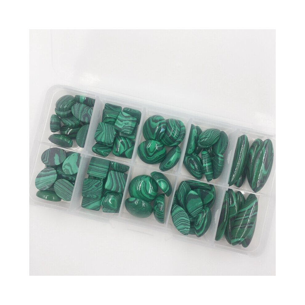Mix Styles 80Pcs/Box Flat Base Malachite Peacock Natural Stone Semi-precious Bead Jewelry Beads-image-OPC-PBRRK9W-NEW