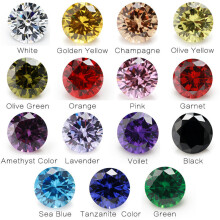 Jewelry Making Total 15pcs 4mm~10mm 1pcs Per Colors Loose Round Shape Cubic Zirconia CZ Synthetic Gemstone