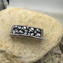316l Stainless Steel Antique Skulls Beads European 12*6mm Large Square Hole Beads For Leather Bracelet Men Jewelry Making