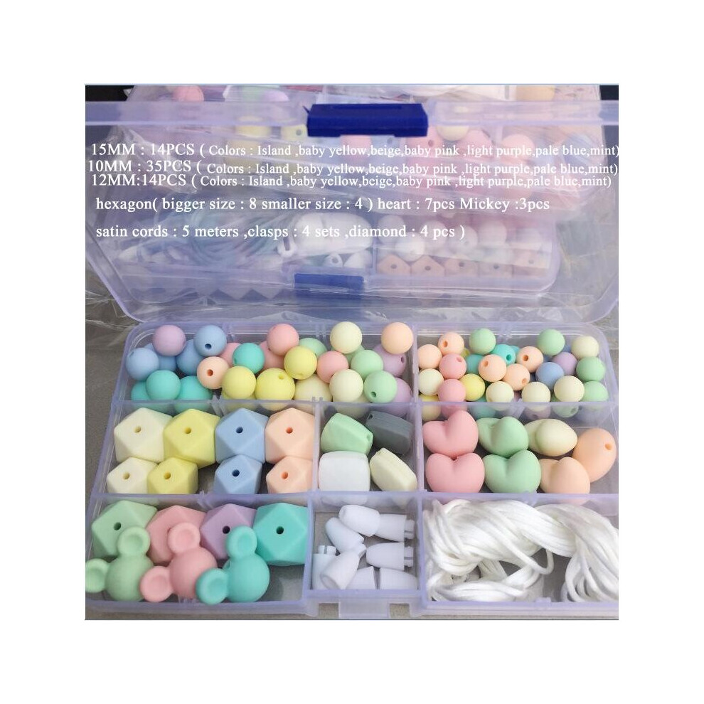 Silicone Beads Set Baby Diy Crafts Set Pacifier Clips Crib Toy Safe And Natural Silicone Bead Teether Necklace Pendant Multicoloured