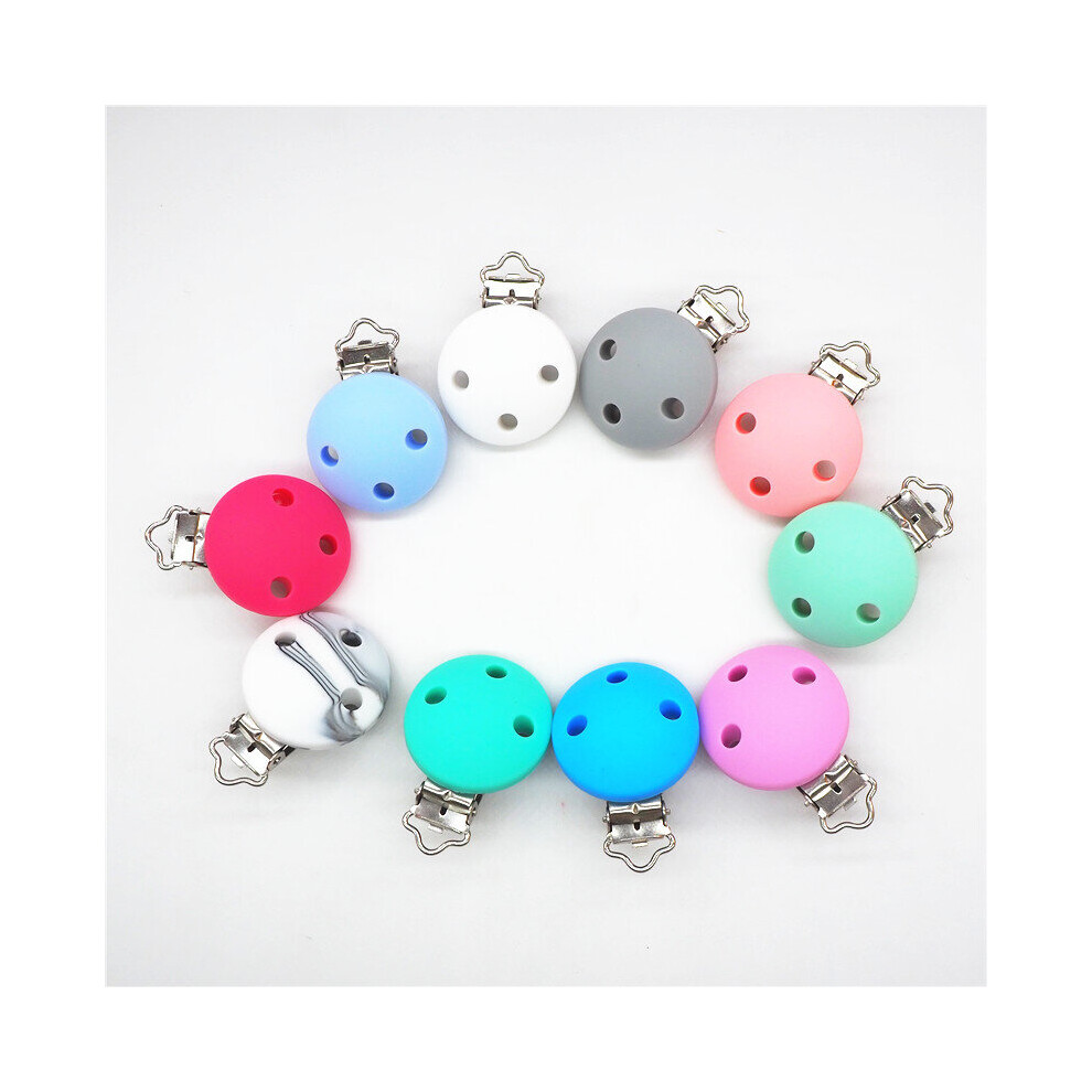Chengkai 10Pcs Silicone Teether Clips Diy Baby Pacifier Round Bear Flower Dinosaur Butterfly Nursing Dummy Draft Toy Clips Multicoloured