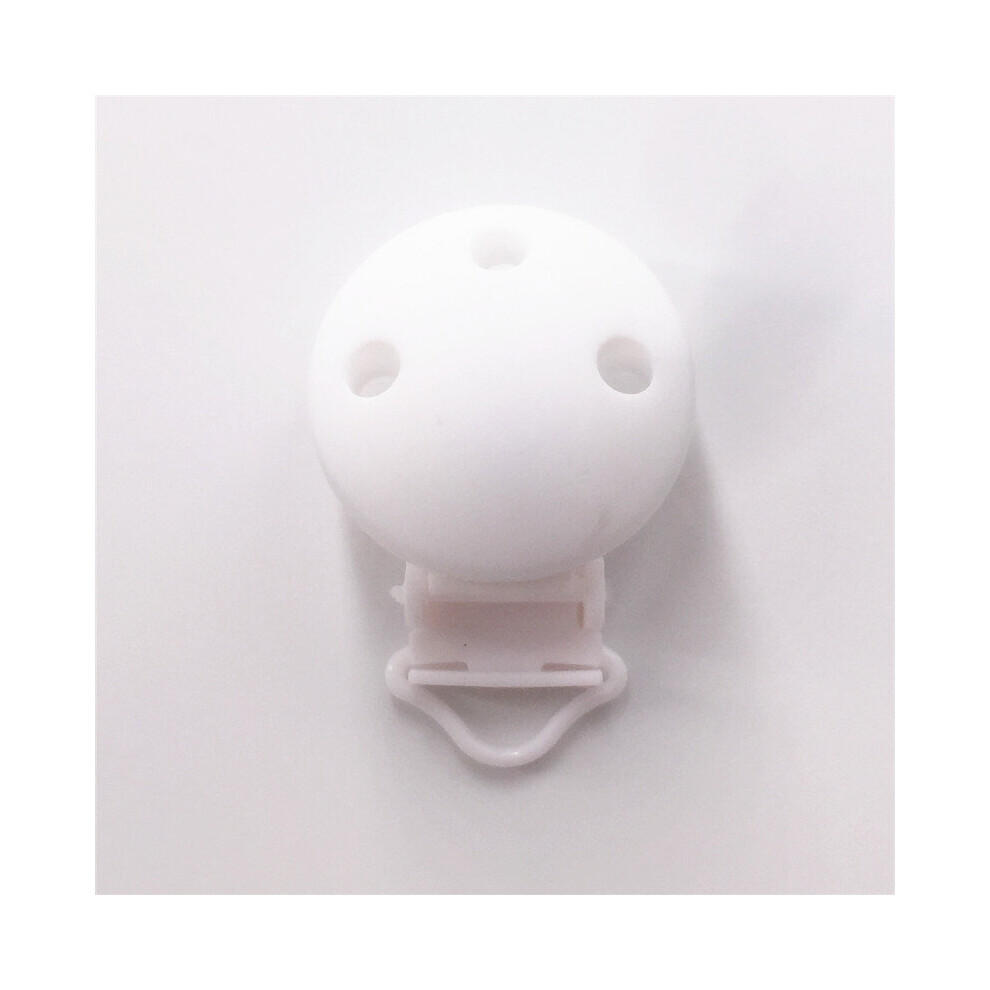 Chengkai 10Pcs Plastic Silicone Round Teether Clips Diy Baby Pacifier Dummy Soother Teething Nursing Jewelry Sensory Toy Clips White
