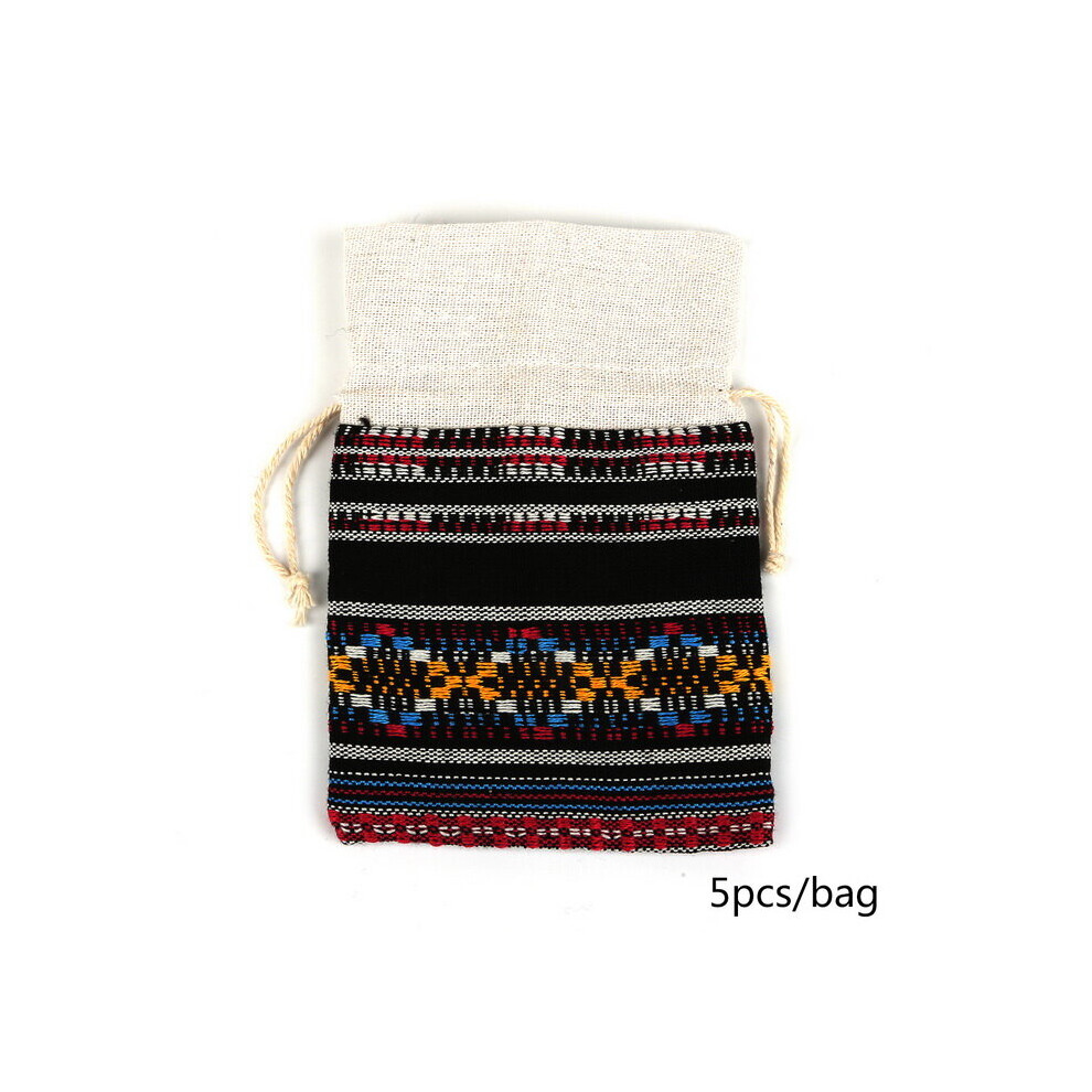 5pcs Good National Styles Stripe Linen Cotton Drawstring Gift Pouch Bag Wedding Party Candy Hand Favor Holder 11x16cm-image-OPC-PBRRN6D-NEW