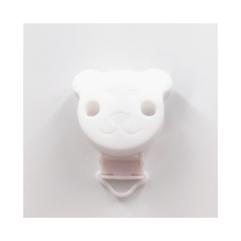 Chengkai 10Pcs Plastic Silicone Bear Teether Clips Diy Baby Pacifier Dummy Soother Teething Nursing Jewelry Sensory Toy Clips White