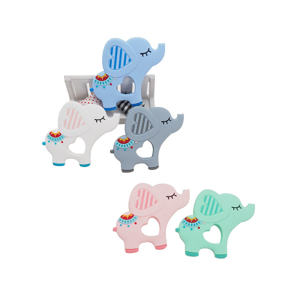 Chengkai 10Pcs Silicone Elephant Teether Diy Baby Shower Pacifier Dummy Pendant Nursing Jewelry Sensory Animal Toy Bpa White