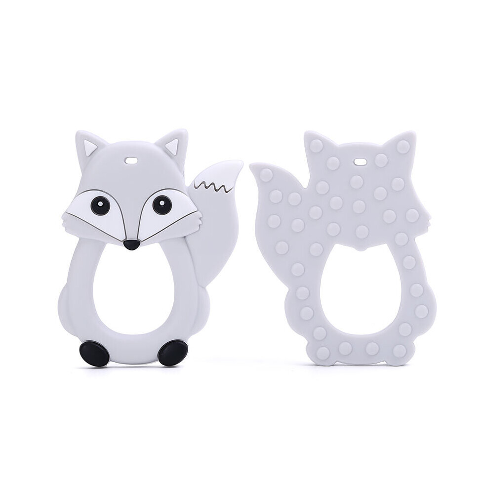 Chengkai 10Pcs Silicone Fox Teether Diy Baby Pacifier Dummy Teething Nursing Animal Pendant Jewelry Sensory Toy Bpa Grey