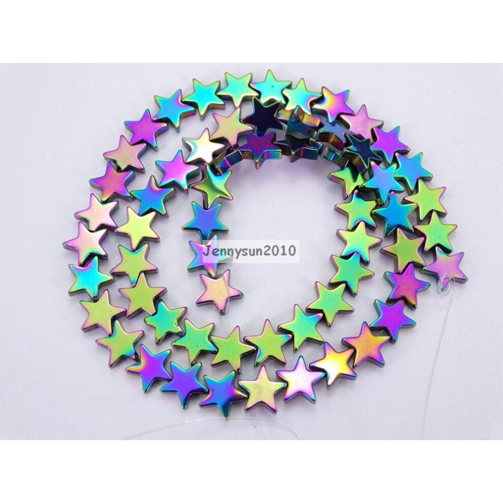 Natural 6mm Metallic Multi-Colored Hematite Gems stone Flat Star Beads 16'' for Jewelry Making Crafts 10 Strands/Pack-image-OPC-PBRRPKB-NEW