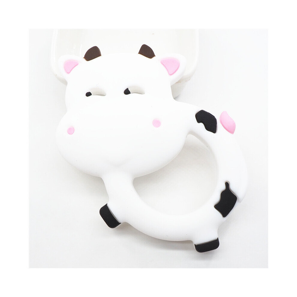 Chengkai 10Pcs Silicone Milk Cow Teether Diy Baby Animal Pendant Nursing Sensory Bunny Teething Pacifier Dummy Jewelry Toy White