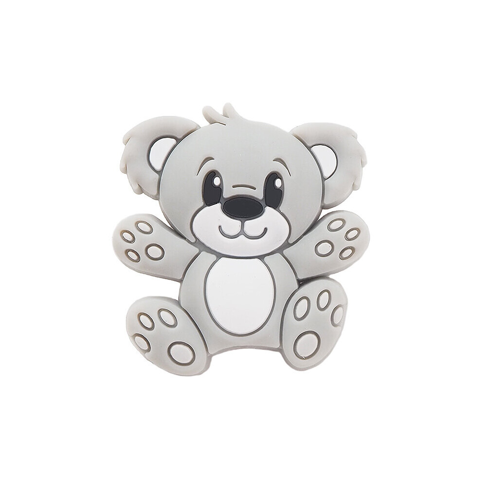 Chenkai 50PCS Silicone Bear Beads Baby Shower Teething Infant Baby Round Beads DIY Infant Pacifier Chain Necklace Making