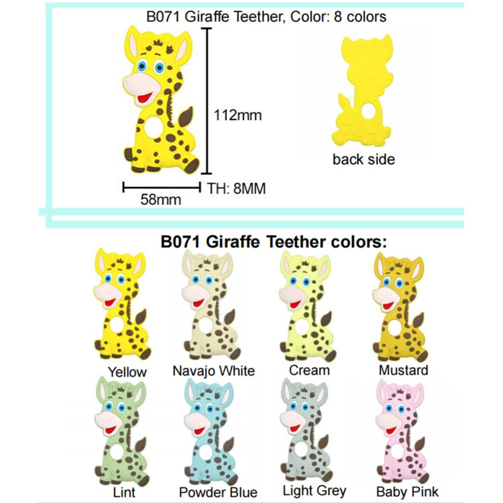 Chenkai 10Pcs Giraffe Silicone Teether Bpa Baby Pacifier Dummy Teething Diy Smoothing Sensory Necklace Toy Accessories Multicoloured