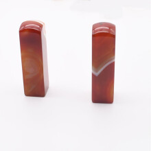 2pcs/lot 75x21mm Natural smooth Candy stripe Agate Seal Rectangle shape stones