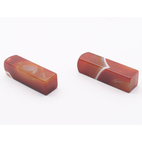 2pcs/lot 75x21mm Natural smooth Candy stripe Agate Seal Rectangle shape stones 2
