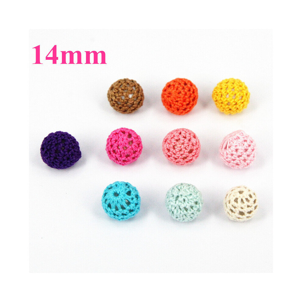 14mm/20mm Handmande wooden crochet beads With Acrylic Beads inside for breastfeeding Mommy nursing necklace 100pcs/lot