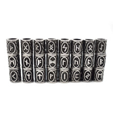 Stainless Steel Vikings Runes Beads And Hair Accessories For Women Men Braiding Bracelet Necklace Diy (Hole 8mm) 24pcs/Lots