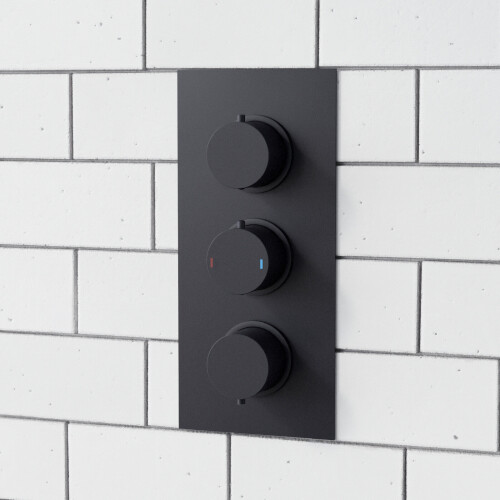 NES Home Ultra Slim Overhead Rainfall Shower Faucet Complete Matte Black Wall Mounted Set 2