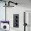 NES Home Ultra Slim Overhead Rainfall Shower Faucet Complete Matte Black Wall Mounted Set 1