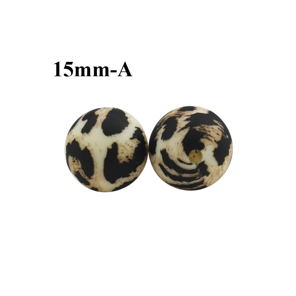100Pcs/Lot Leopard Print Silicone Beads Baby Teething 15Mm Rose Sunflower Mouse Hexagon For Pens Making Food Teether Multicoloured