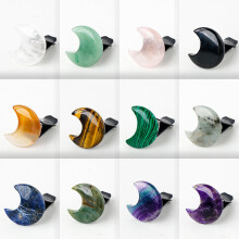 15pc 30mm Moon Natural Crystal Stone Car Air Outlet Clip Healing Lucky Gem Interior Jewelry Women Gift Home Decor