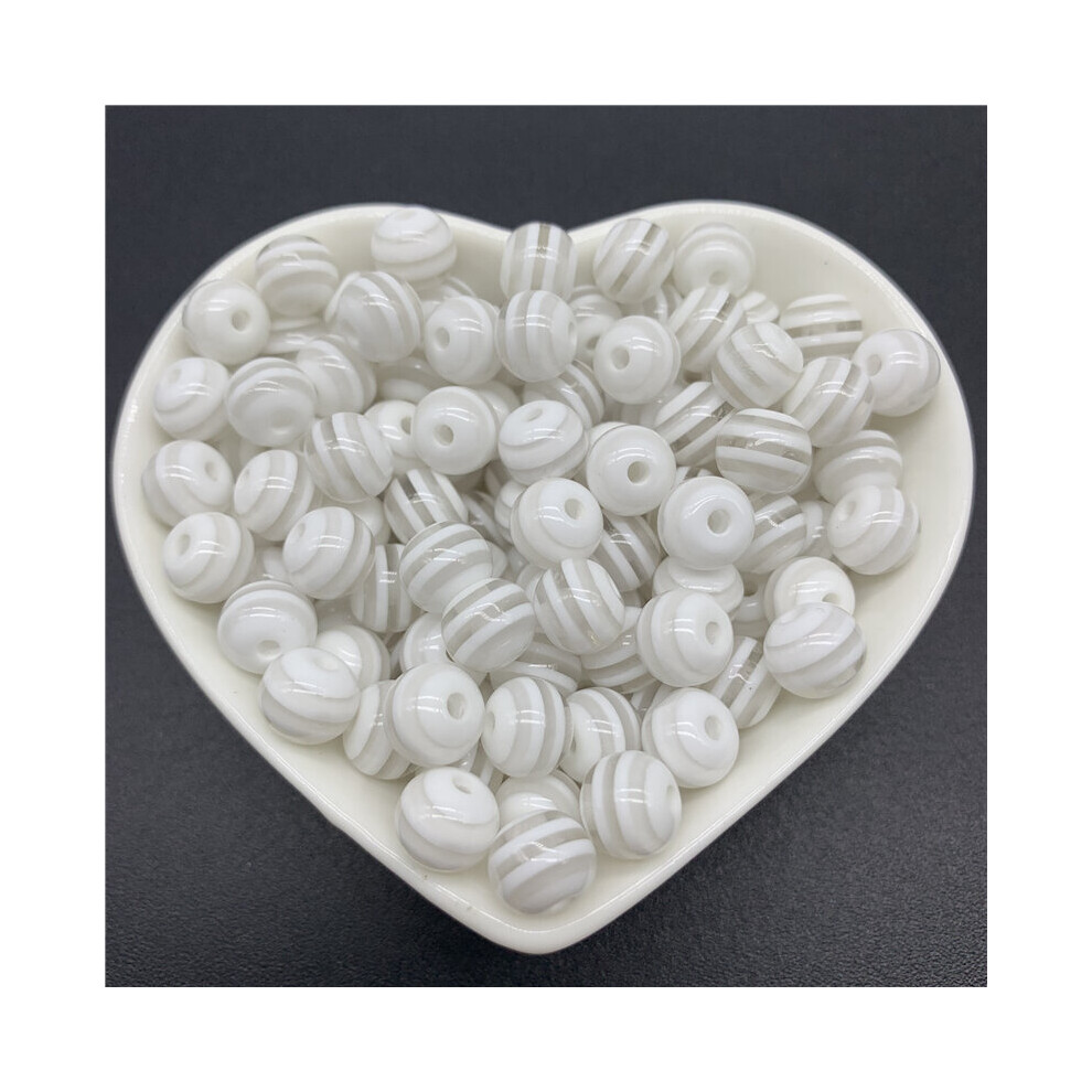 (White-8mm 50pcs 3mm) 6mm 8mm 10mm Round Spacer Beads Charms Resin Stripe Loose Spacer Beads For Jewelry Making DIY Bracelet Necklace Accessories-image-OPC-PBRRSFG-NEW