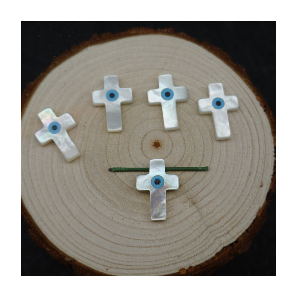 10pcs / 11*16mm Natural cross-shaped evil eye beads loose mother of pearl shell for jewelry making Diy pendant of necklace-image-OPC-PBRRSV8-NEW