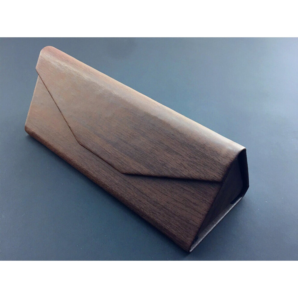 Strong Magnet Triangle Folds Glass Box PU Waterproof Eyewear Case Wood Grain Portable Glasses Protective Glasses Box