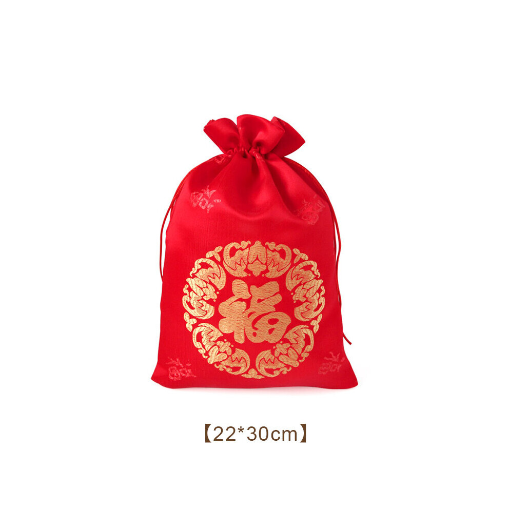 Red Traditional Style Large Capacity Storage Bag Beam Mouth Fabric Year Candy Store Pouch Wedding Ceremony Christmas Gift-image-OPC-PBRRTH5-NEW