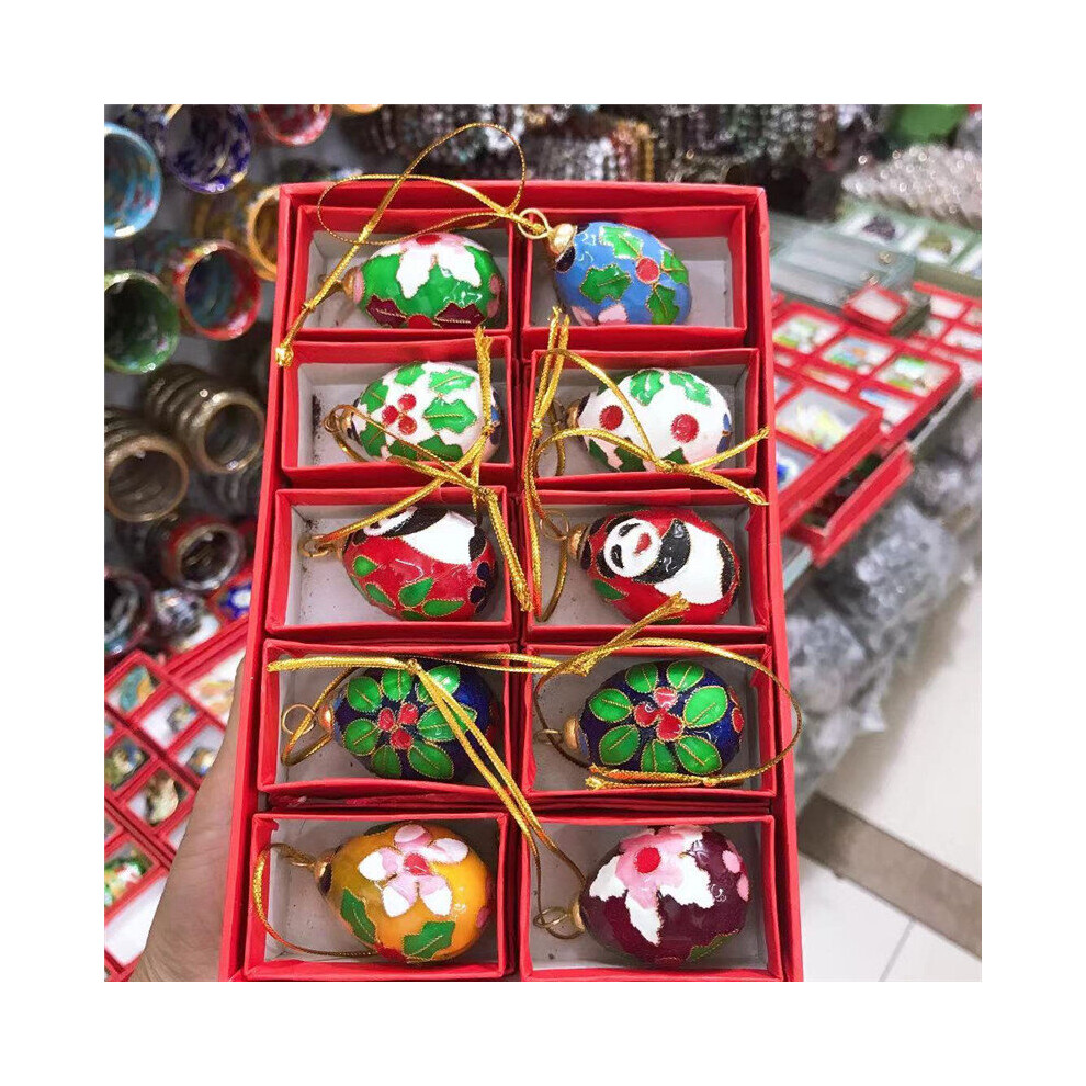 10 pieces of Chinese cloisonne enamel Christmas decoration Egg shape ball jewelry